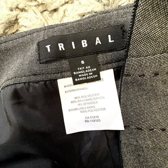 Tribal Grey Pencil Skirt | Asymmetrical Stitching | Business Casual Bottom - Picture 10 of 13